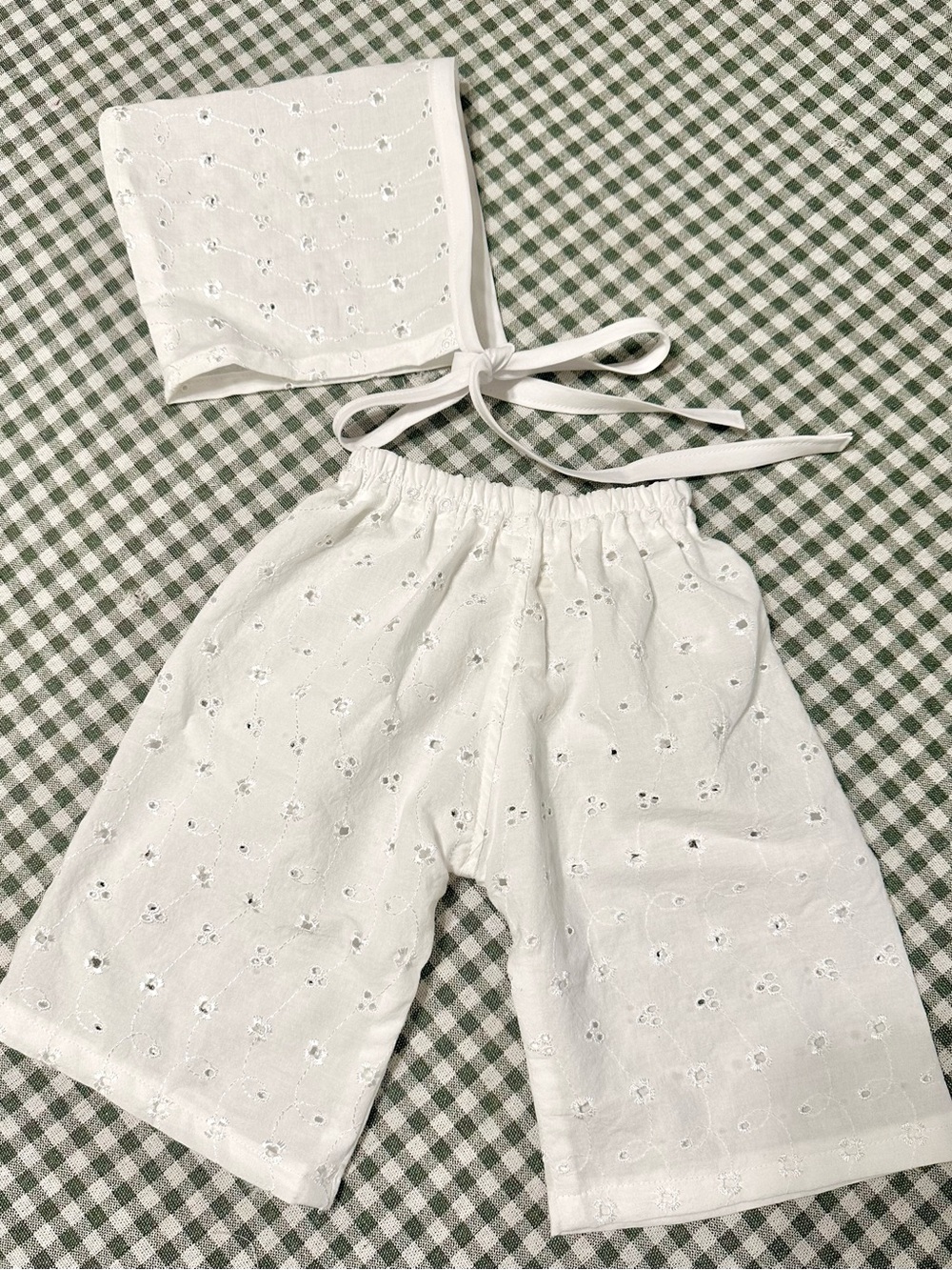 Handmade Eyelet Bonnet + Pants